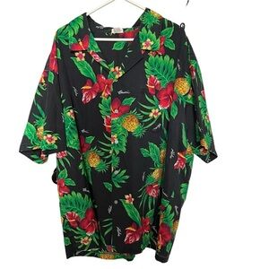 New Horizon Men's Floral Pineapple Hawaiian‎ Button-Up Shirt Multicolor Size 3XL